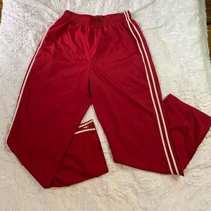 Womens Lands End red athletic pants size 32-34 medium white stripe on leg
